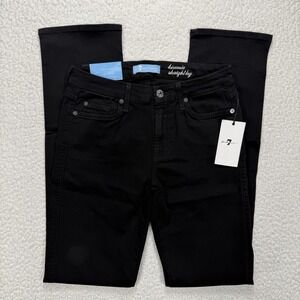 7 For All Mankind Kimmie Straight Jeans Women's 28x33 Black Luxe Boho‎ Minimal